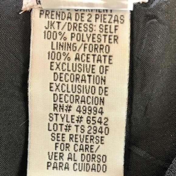 Vintage R & M Richards Black Sheath Beaded Sleeveless Dress Size 8 - Picture 4 of 8